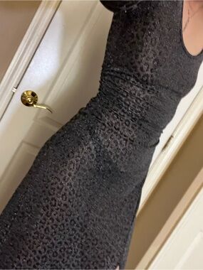 NWT Dimora Charcoal / Metallic Leopard Print Long Sleeve Maxi Dress US 0 XS